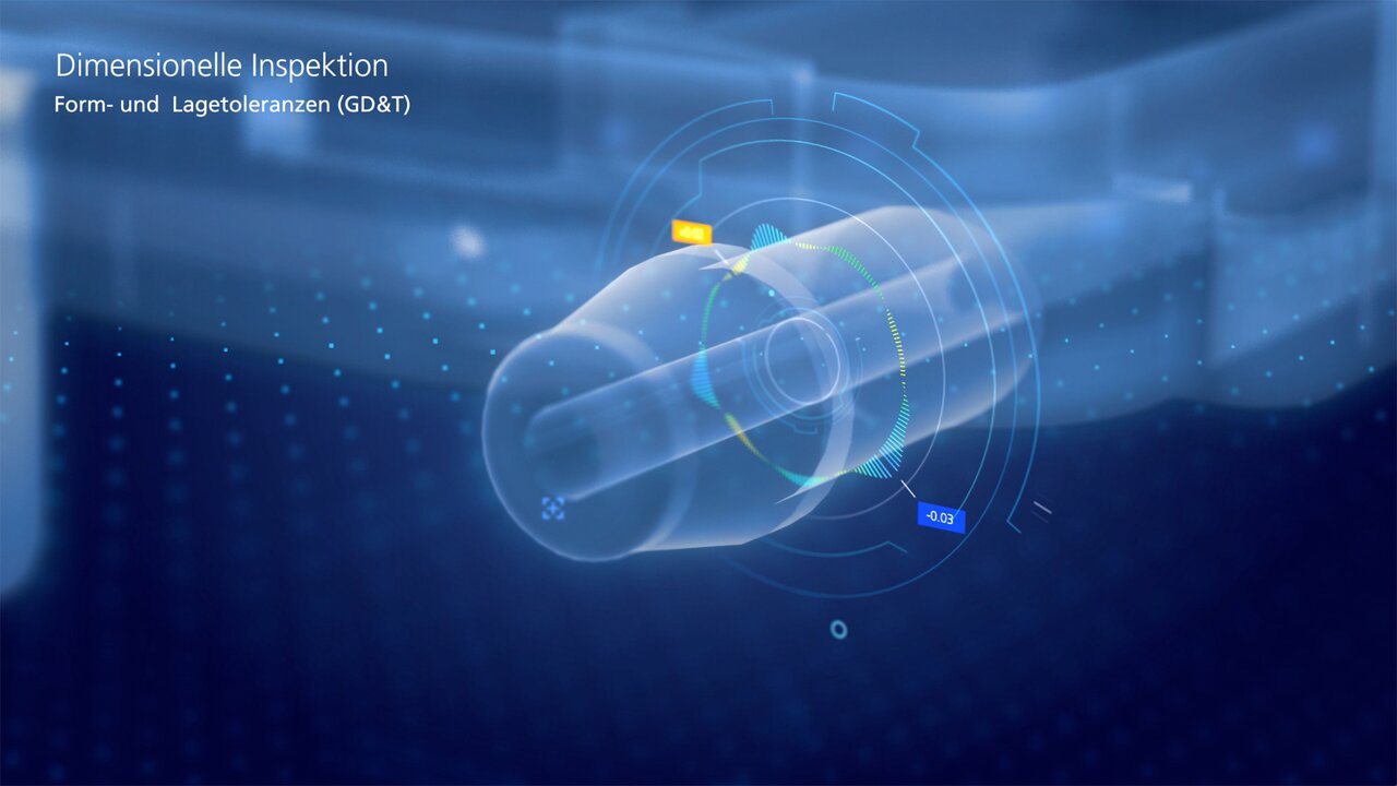 Form- und Lagetoleranzanalyse eines zylindrischen Bauteils mit farblicher Abweichung.