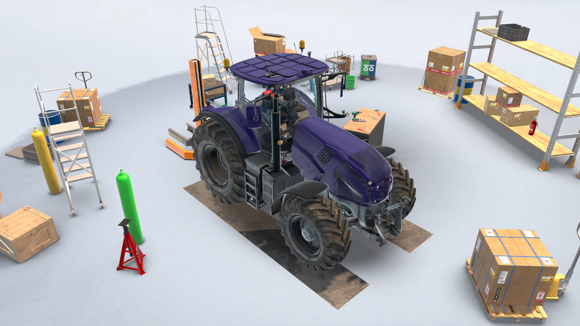 Traktor in virtueller Arbeitsumgebung