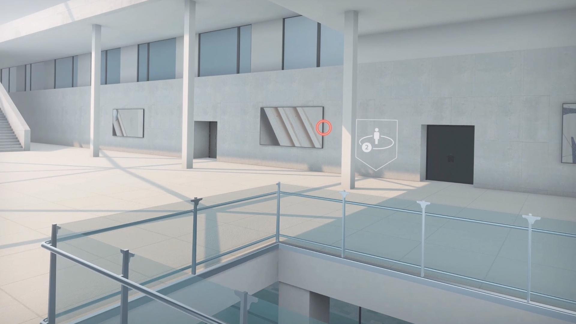 VR-Einkaufspassage mit Overlay für Produktdarstellung