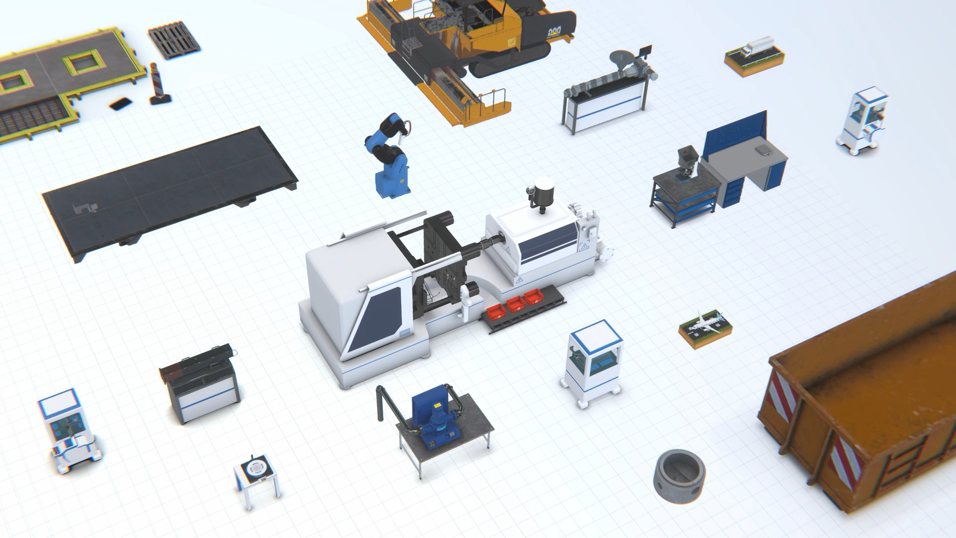 Überblick zahlreiche Maschinen der Arbeitswelt